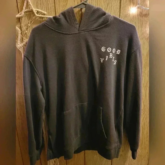 3/$15❤️Carbon Hooded Sweatshirt with Kangaroo Pocket & Words - Picture 3 of 5
